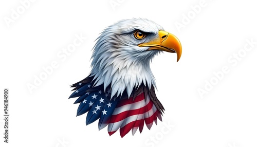 Patriotic Bald Eagle Wrapped in American Flag a Symbol of Freedom, liberty and National Pride