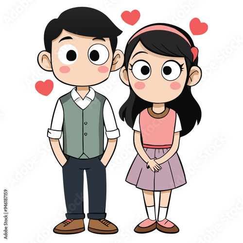 Boy and Girl Couple love Vector, Valentines Dya Special png illustration   photo