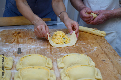 Traditional Cypriot Flaouna delicious Greek Easter Cheese Bread. Flaounes are traditionally prepared for Easter by Orthodox Cypriots.