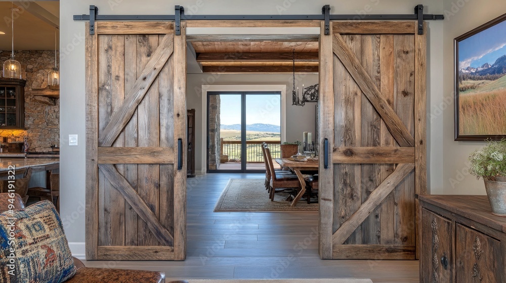 Rustic Barn Doors Leading to a View