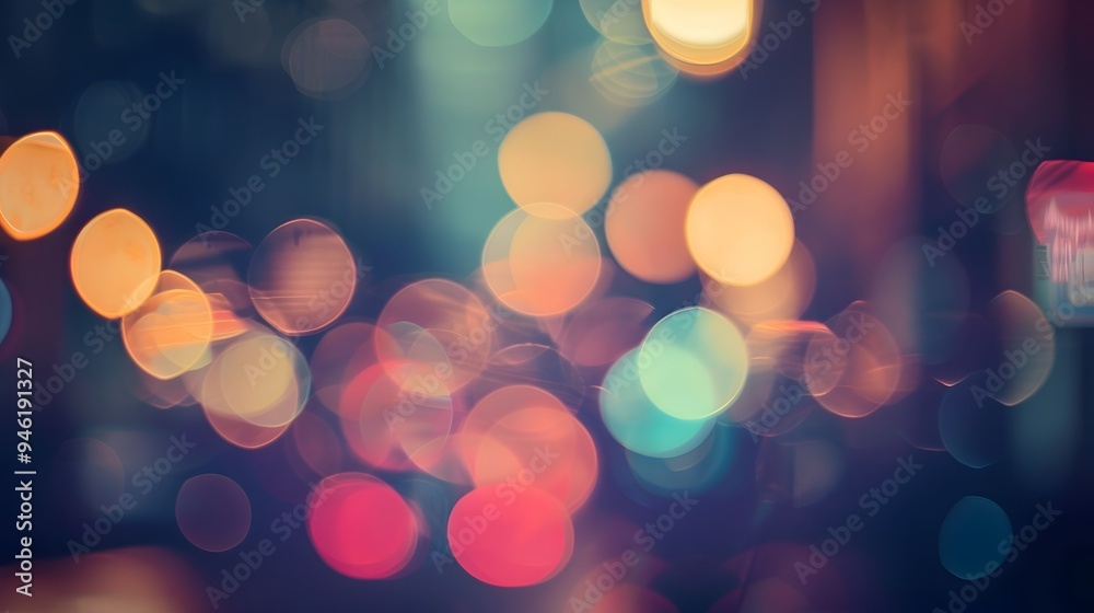 Obraz premium Vibrant Bokeh Backdrop of a Twinkling Midnight City Streetscape