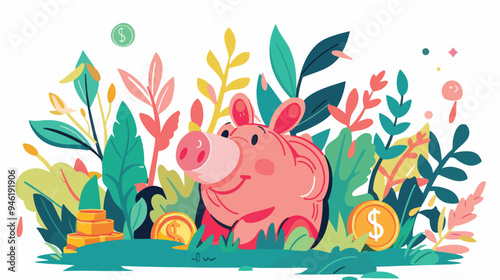 Protect Your Savings with Mixed Media Flat Vector Isolate