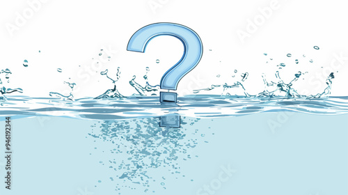 Question Mark Sink in Clear Blue Water Flat Vector