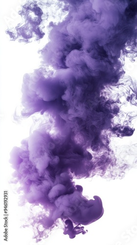 Purple ink cloud forming an abstract shape in water