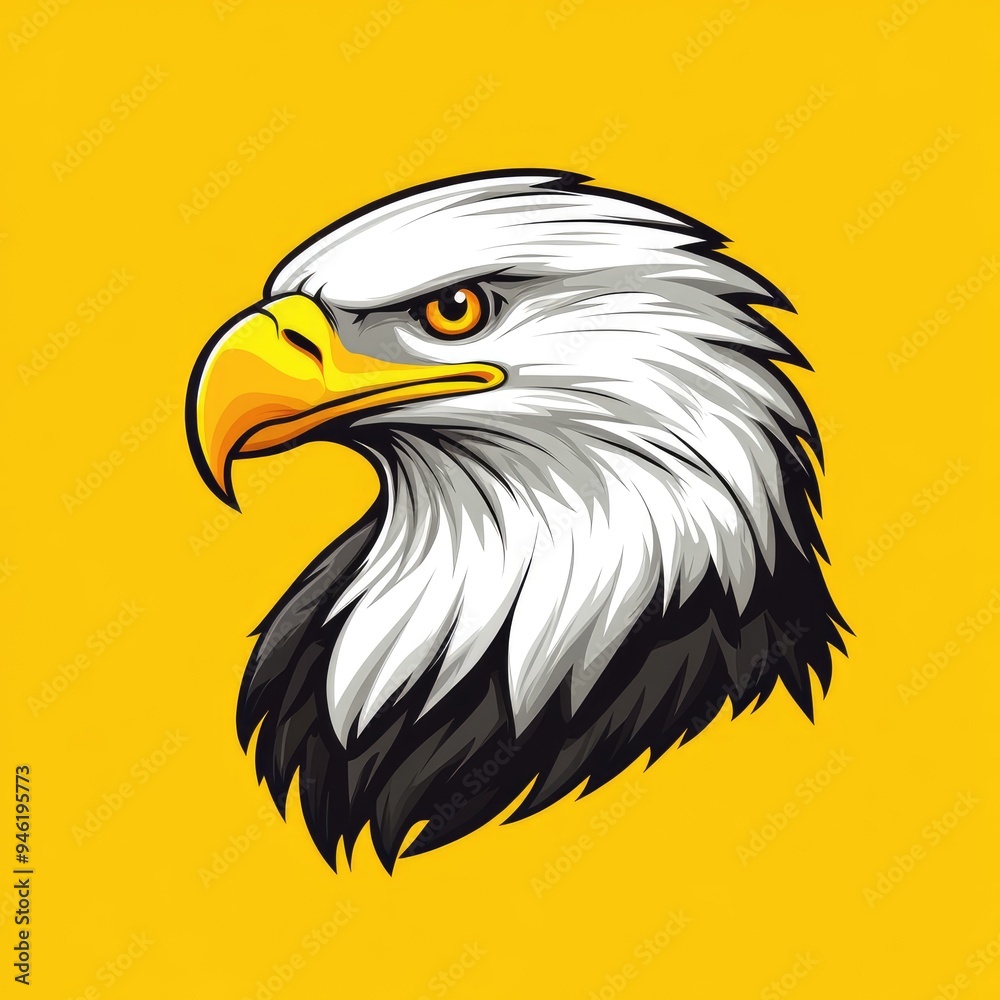 Close-up of an American Bald Eagle's Head with Sharp Gaze Close-up of an American Bald Eagle's Head with Sharp Gaze