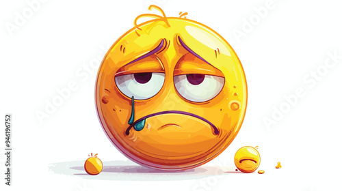 Depressed Emoji Character Illustration - Flat Vector
