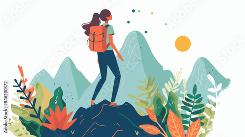 Explore This World Flat Vector Isolated on White Background