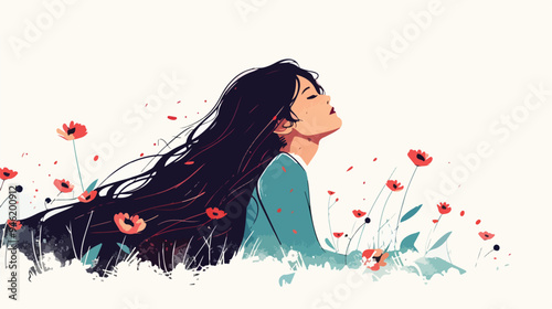 Resilient Woman Determined to Overcome Challenges in Mixed Media Illustration