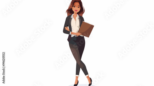 Young Business Lady Flat Vector Isolated on White Background