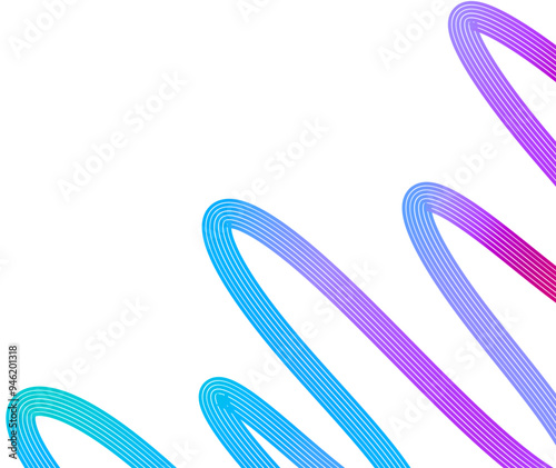 Abstract neon Gradient Wave Line Corner PNG