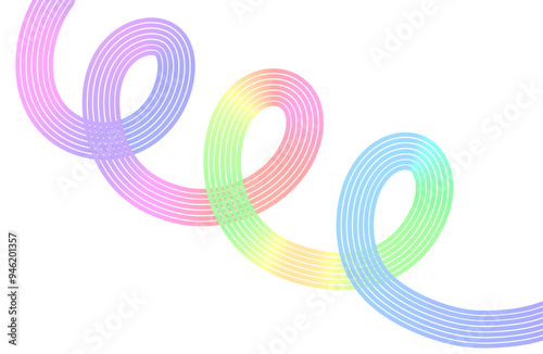 Abstract Pastel Rainbow Gradient Loop Line PNG