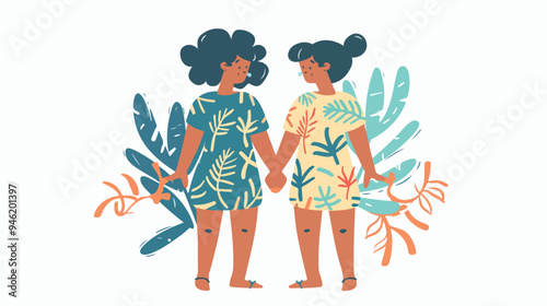 Charming Sibling Cartoon Hand Drawn Vector Design