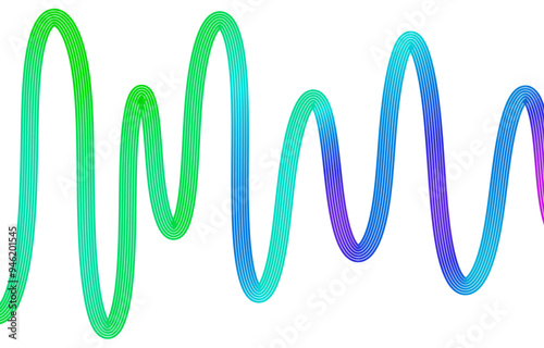 Abstract neon Gradient Wave Line Corner PNG