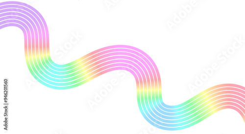 Abstract Pastel Rainbow Gradient Wave Line PNG