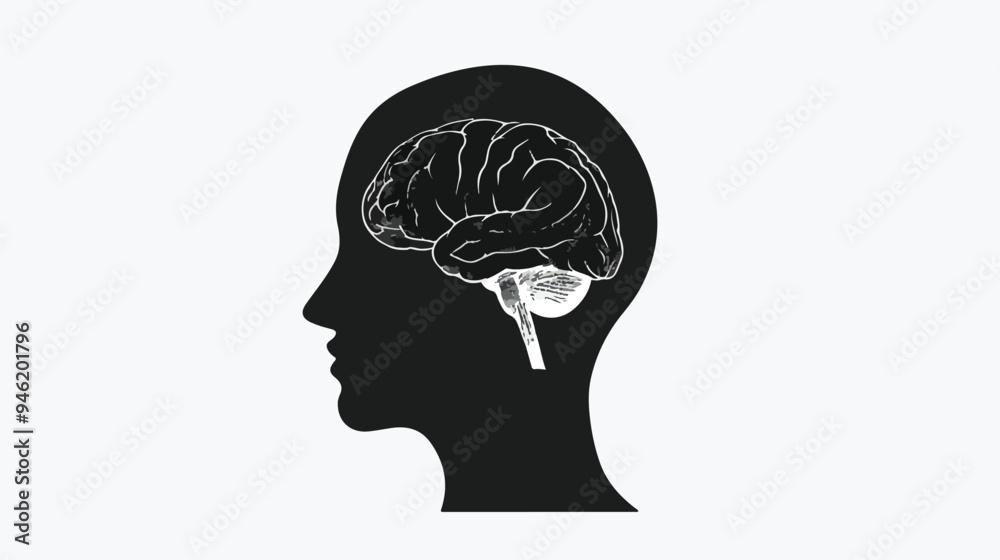 Innovative Silhouette of Human Head with Plan Sketch, Creative Thinking Concept Innovative Silhouette of Human Head with Plan Sketch, Creative Thinking Concept