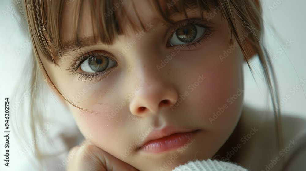 a 8-year-old girl with a wistful expression a 8-year-old girl with a wistful expression