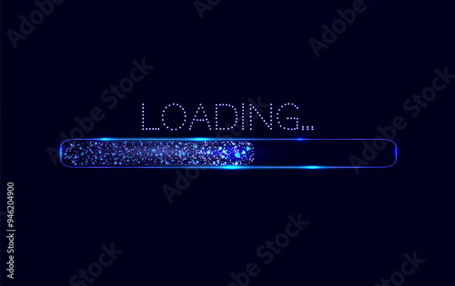 Loading bar, low poly style banner. Abstract modern vector illustration on blue background.