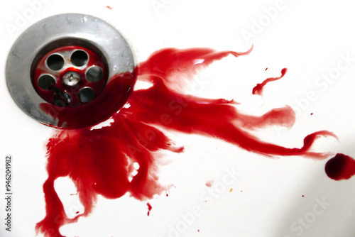 Obraz na płótnie blood stains on the white sink, blood stains on the sink w salonie