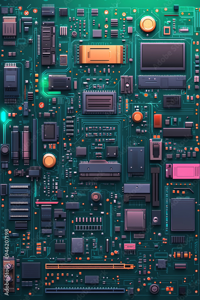 Fototapeta premium Circuit board lines. Generative ai.