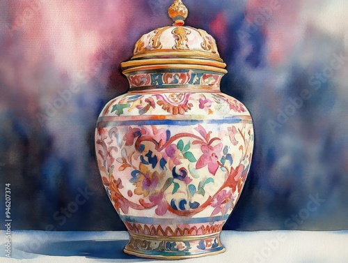 A beautifully crafted decorative ceramic vase featuring intricate floral patterns and vibrant colors, ideal for home decor.