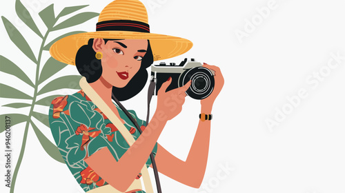 Vintage Retro Style Woman Studio Portrait