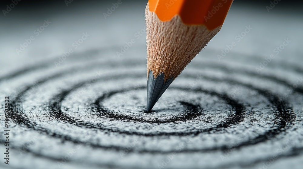 Pencil drawing concentric circles on paper Pencil drawing concentric circles on paper