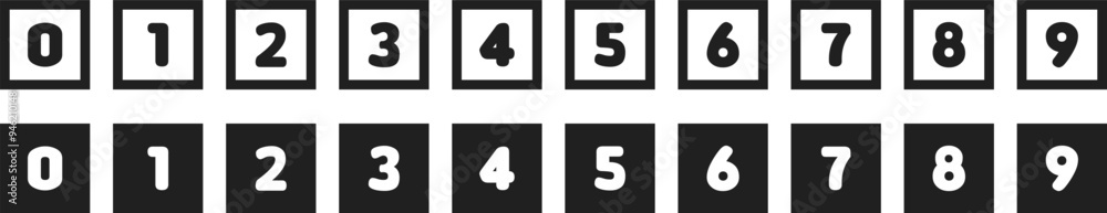Square bullet points number buttons set black vector illustration design Square bullet points number buttons set black vector illustration design