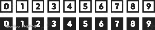 Square bullet points number buttons set black vector illustration design