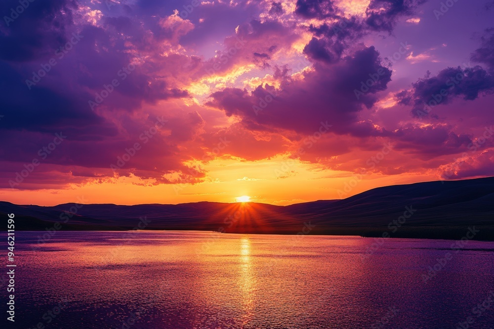 Sunset over the Columbia River, looking east from the Columbia River Gorge. Sunset over the Columbia River, looking east from the Columbia River Gorge.