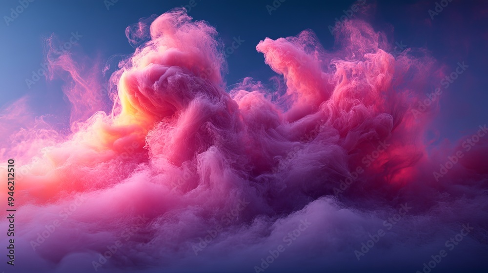 Pink and purple smoke forming abstract shapes on gradient background Pink and purple smoke forming abstract shapes on gradient background