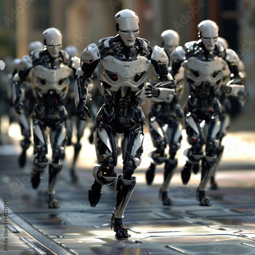 Futuristic Robots Running