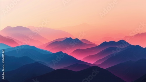 Mountain Line Art Wallpaper - Luxury Scenic Background for Cover, Invitation, and Packaging Design. AI generated illustration