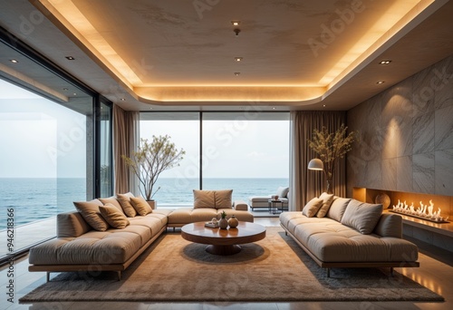 living room with a sea view