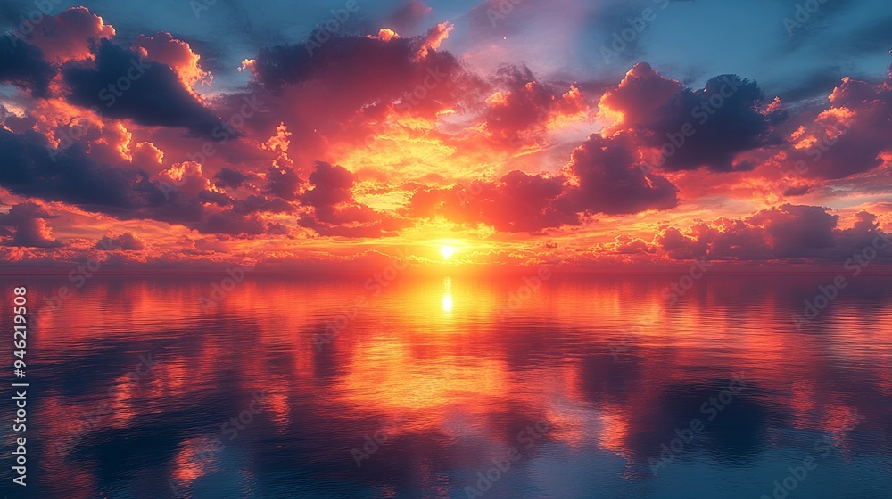 Fiery Sunset Sky. Dramatic clouds set against the fiery colors of a sunset Fiery Sunset Sky. Dramatic clouds set against the fiery colors of a sunset