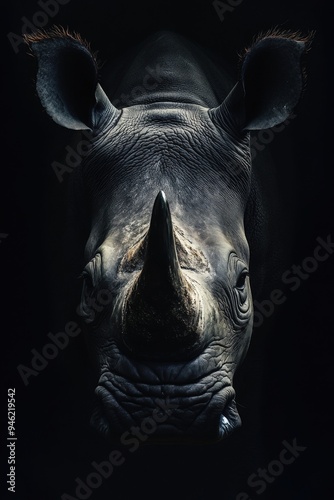 A close-up of a southern white rhinoceros, with its horn removed to prevent poaching.