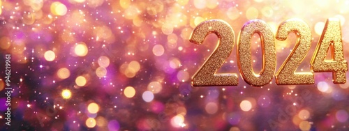 Happy New Year 2024! Celebrate the start of a new year with this festive and colorful image featuring the number 2024. Perfect for social media posts, website banners,