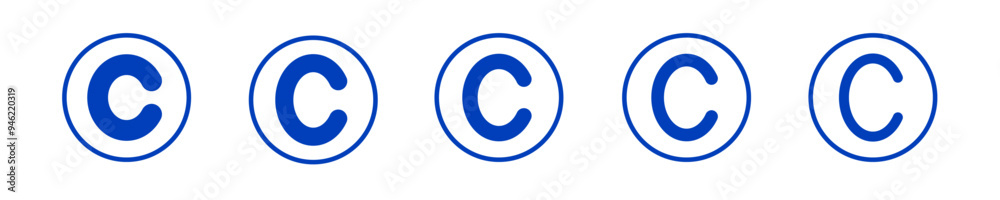Copyright symbol shape. icon set. protection C mark vector icons in blue color style Copyright symbol shape. icon set. protection C mark vector icons in blue color style
