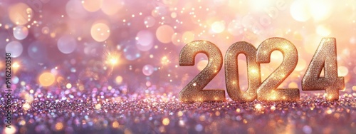 Happy New Year 2024! Celebrate the start of a new year with this festive and colorful image featuring the number 2024 adorned with sparkling lights and set against a vibrant background