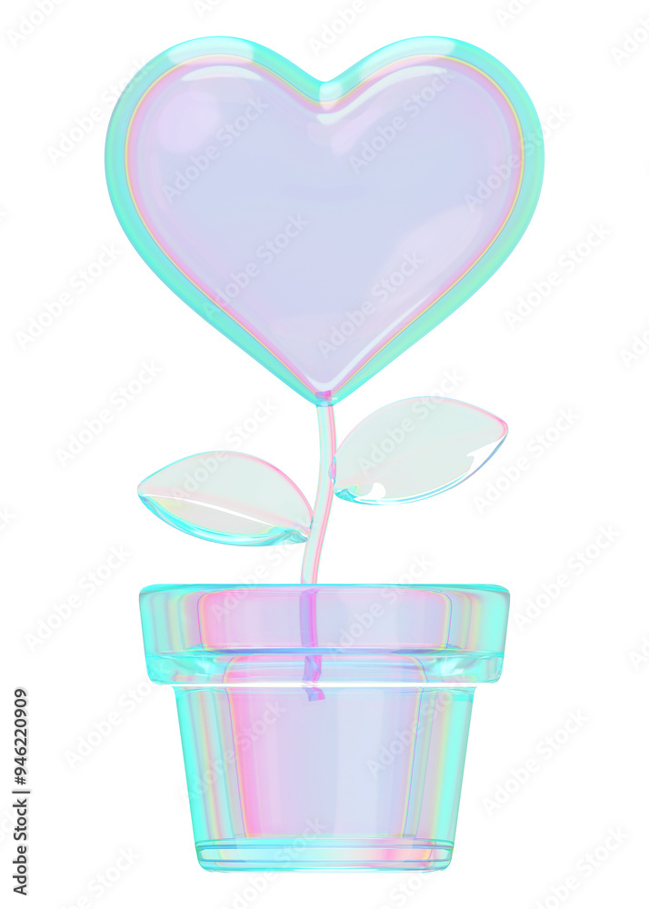 Iridescent heart plant png 3D element, transparent background Iridescent heart plant png 3D element, transparent background