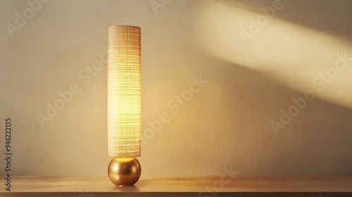 A lamp with a round base and a round lampshade.