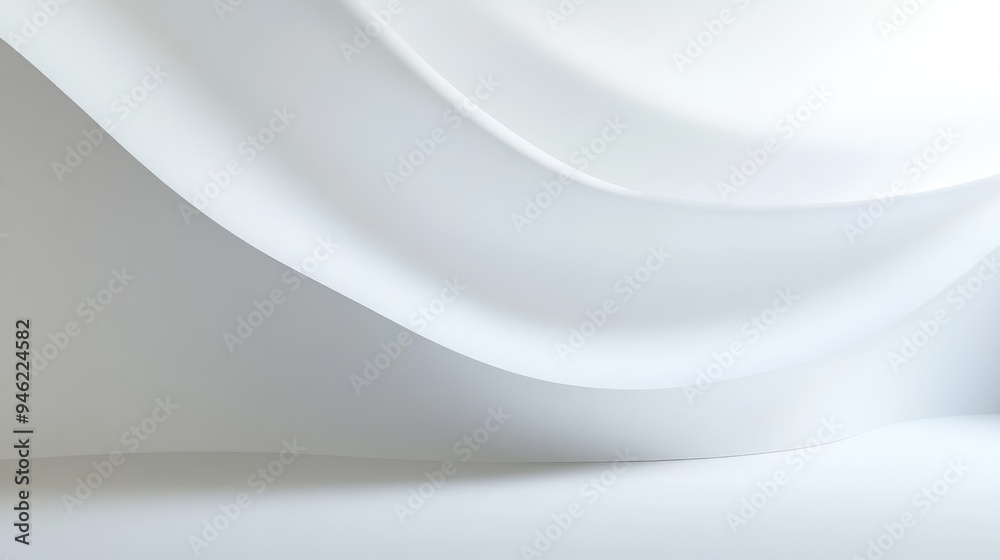 Obraz premium A seamless white backdrop with a slight curve, ideal for creating an infinite background effect