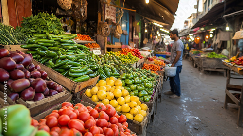 A vibrant street market in ...