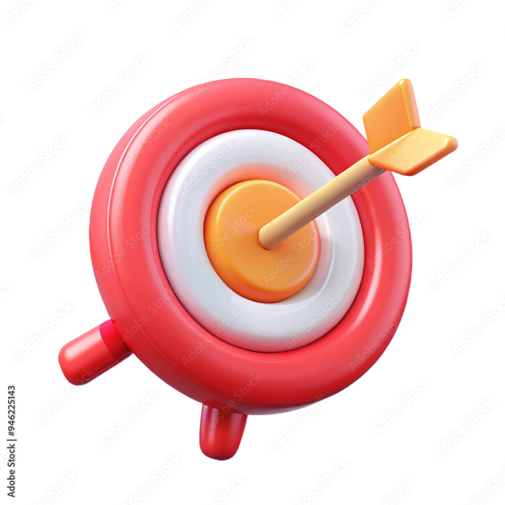3D Cartoon Target With Arrow In Bullseye 3D Cartoon Target With Arrow In Bullseye