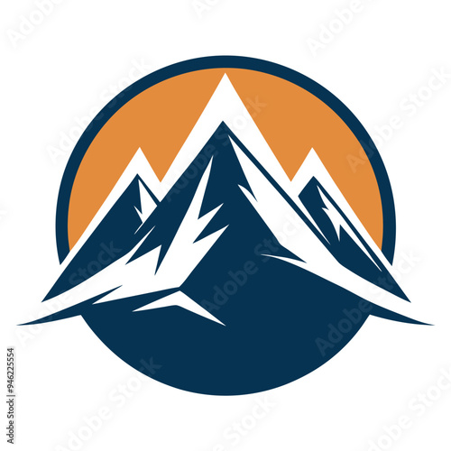 Mountain Logo Vector illustration isolade png on white background, Travel Logo photo