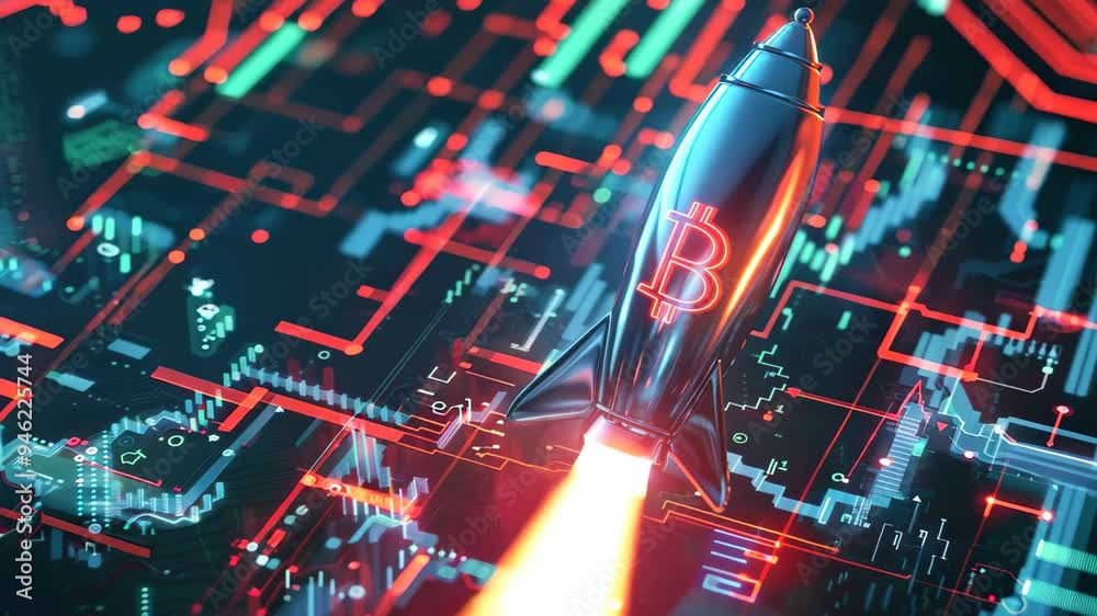 image features a rocket soaring through the sky, prominently displaying a bitcoin symbol, representing innovation and the dynamic world of cryptocurrency. image features a rocket soaring through the sky, prominently displaying a bitcoin symbol, representing innovation and the dynamic world of cryptocurrency.