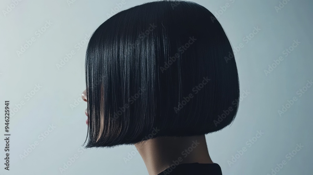Fototapeta premium A sleek, straight bob with blunt ends, highlighting a minimalist and modern hairstyle