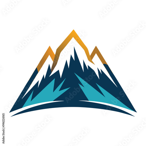 Mountain Logo Vector illustration isolade png on white background, Travel Logo photo