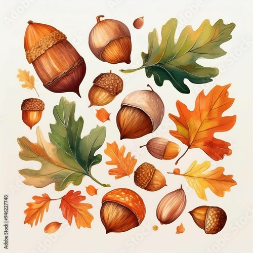 Collections of illustrations on the theme of autumn