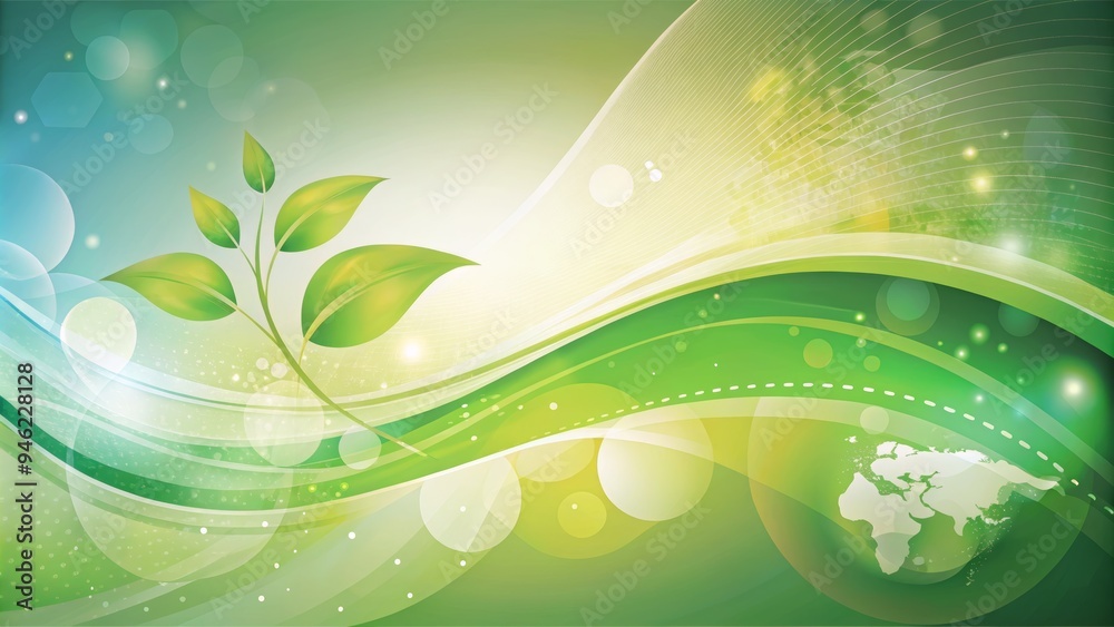 Obraz premium Eco-Friendly ESG Concept with Green Leaves and Abstract Wave Design Representing Sustainability and Environmental Responsibility