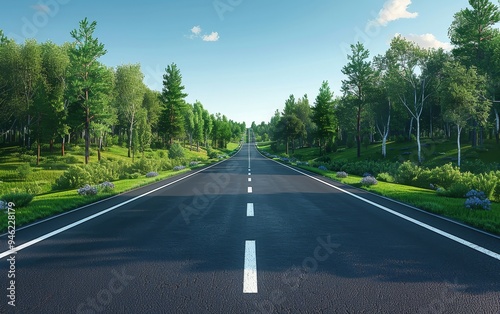 Wallpaper Mural Roads flat design, front view, infrastructure theme, 3D Torontodigital.ca
